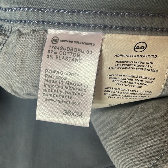 AG The Everett Sueded Stretch Sateen Slim Straight Leg Pants/ Ice Blue 36x34 - Picture 11 of 16